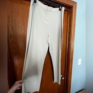 Susan Graver Liquid Knit pant.  Cream/mushroom colored.